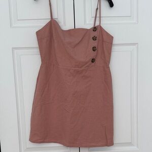 Women’s 12 Mauve Pink Spaghetti Strap Mini Dress with Button Detail